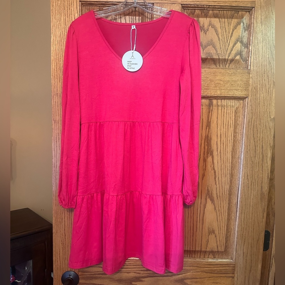 Anrabes Pink Long Sleeve Dress